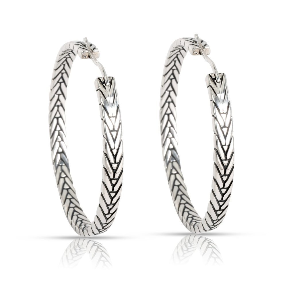John Hardy Chain Hoop Earring in Sterling Silver